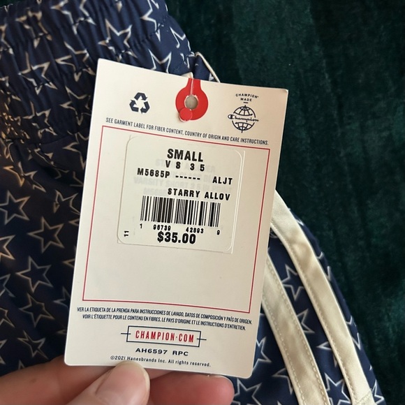 NWT Champion Varsity Shorts Small starry navy blue white stars - Picture 8 of 10